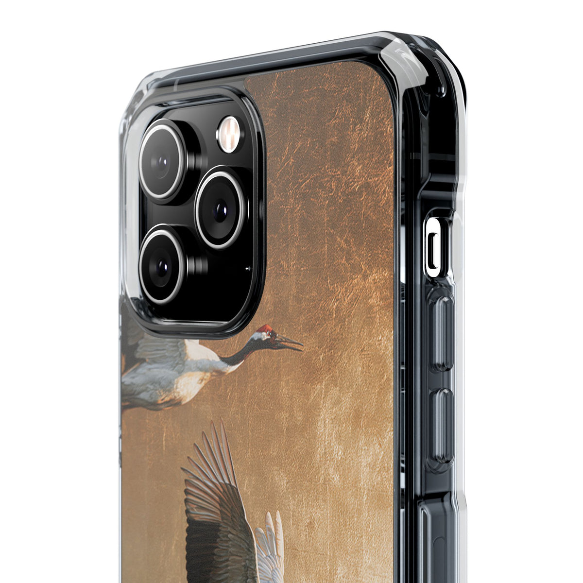Golden Crane Flight · Clear Impact Magnetic Phone Case for iPhone · Gold