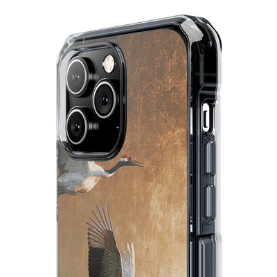 Golden Crane Flight · Clear Impact Magnetic Phone Case for iPhone · Gold