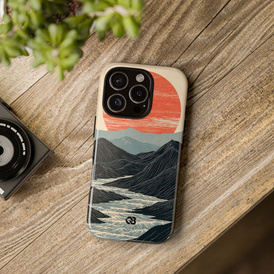 Beige Tough Phone Case for iPhone - Crimson Ridge Flow