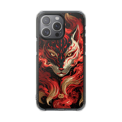 Crimson Kitsune Spirit · Clear Impact Magnetic Phone Case for iPhone · Red