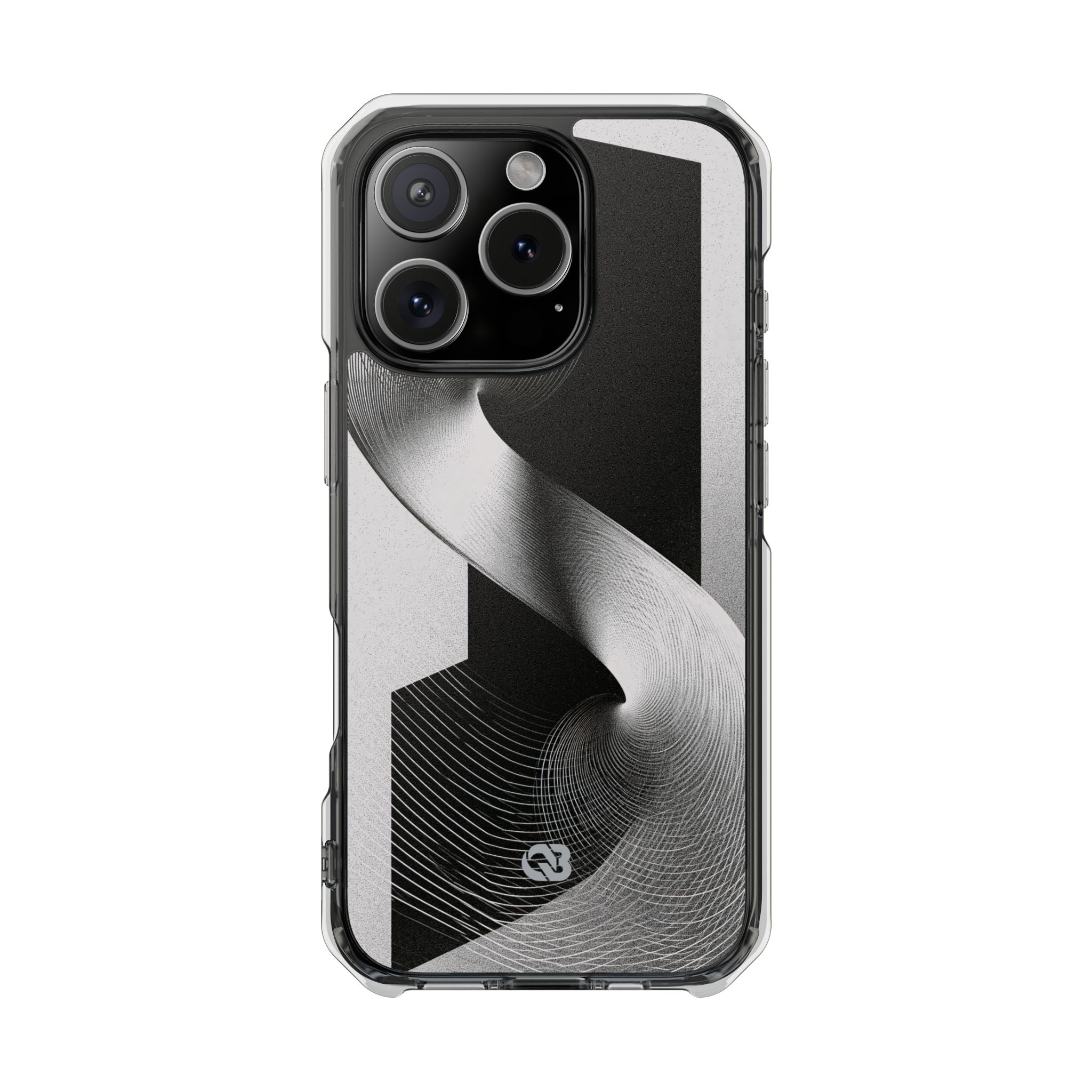 Grey Impact MagSafe Phone Case for iPhone - Obsidian Moiré Wave