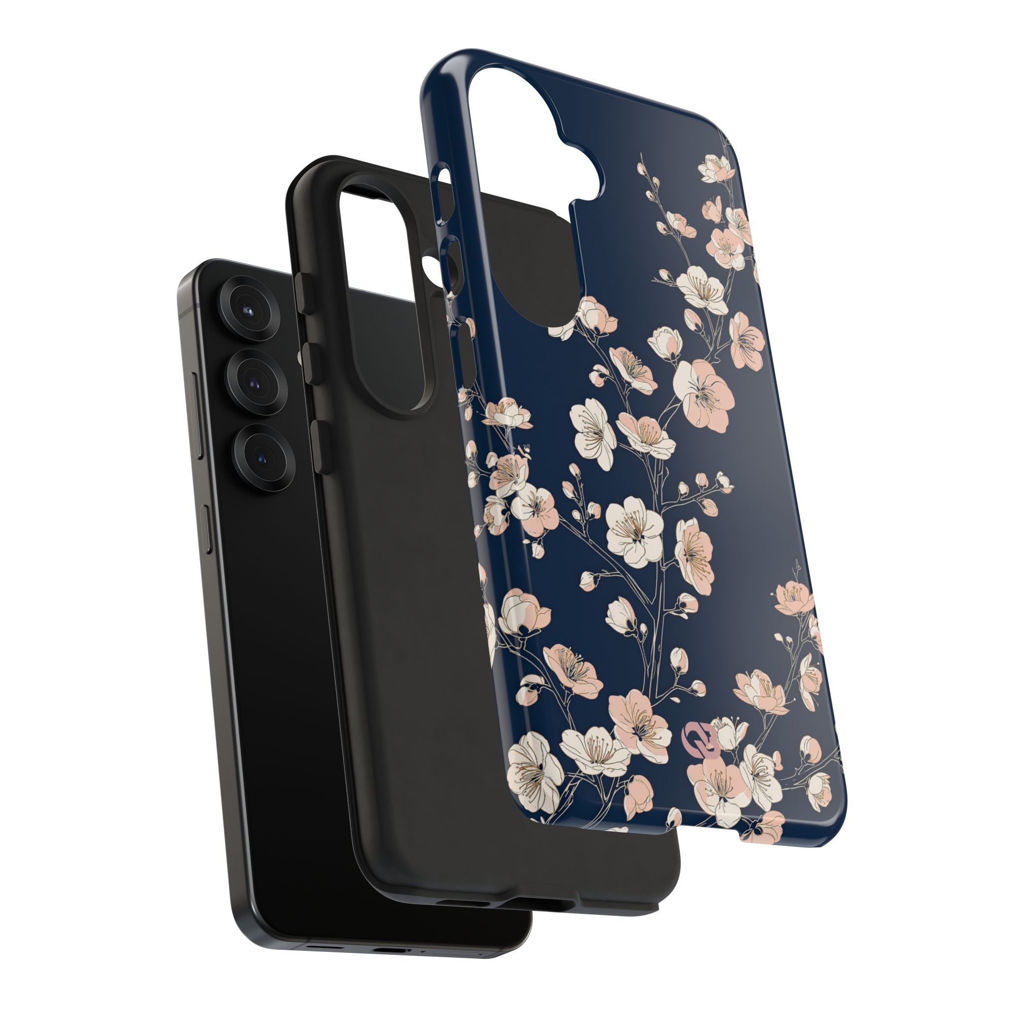 Blue Tough Phone Case for Samsung - Midnight Peach Sakura