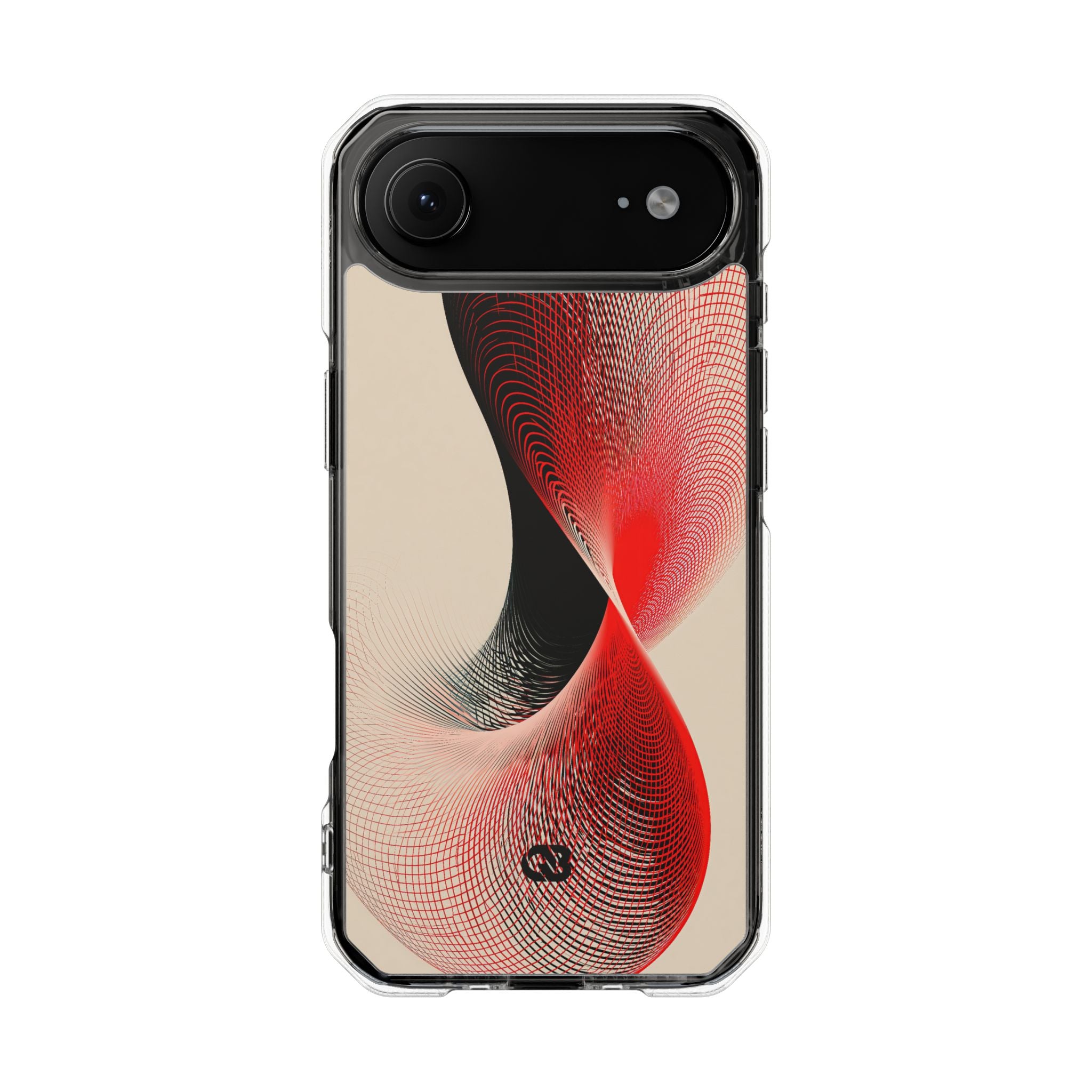 Red Impact MagSafe Phone Case for iPhone - Crimson Grid Vortex