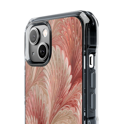 Blush Petal Plume · Clear Impact Magnetic Phone Case for iPhone · Pink