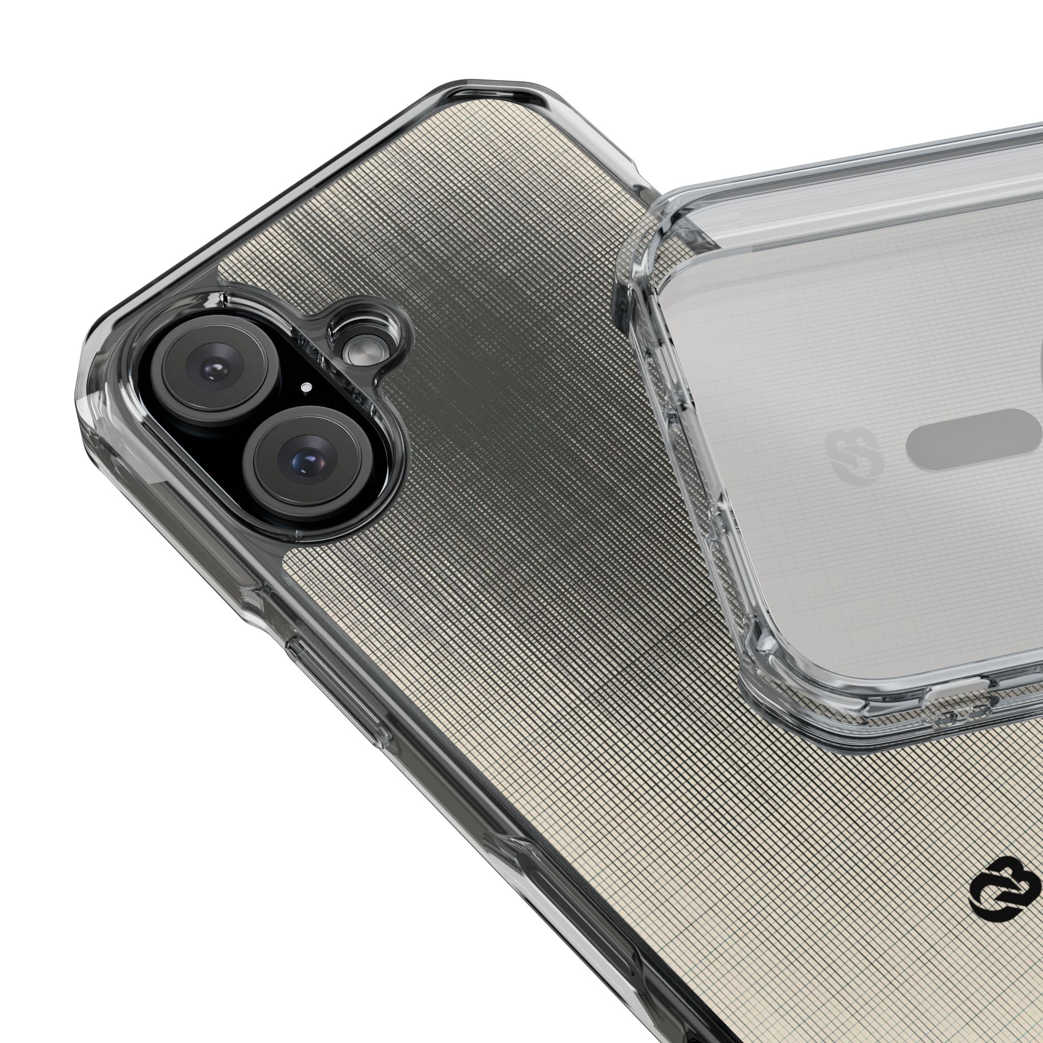 Beige Impact MagSafe Phone Case for iPhone - Carbon Screen Grid