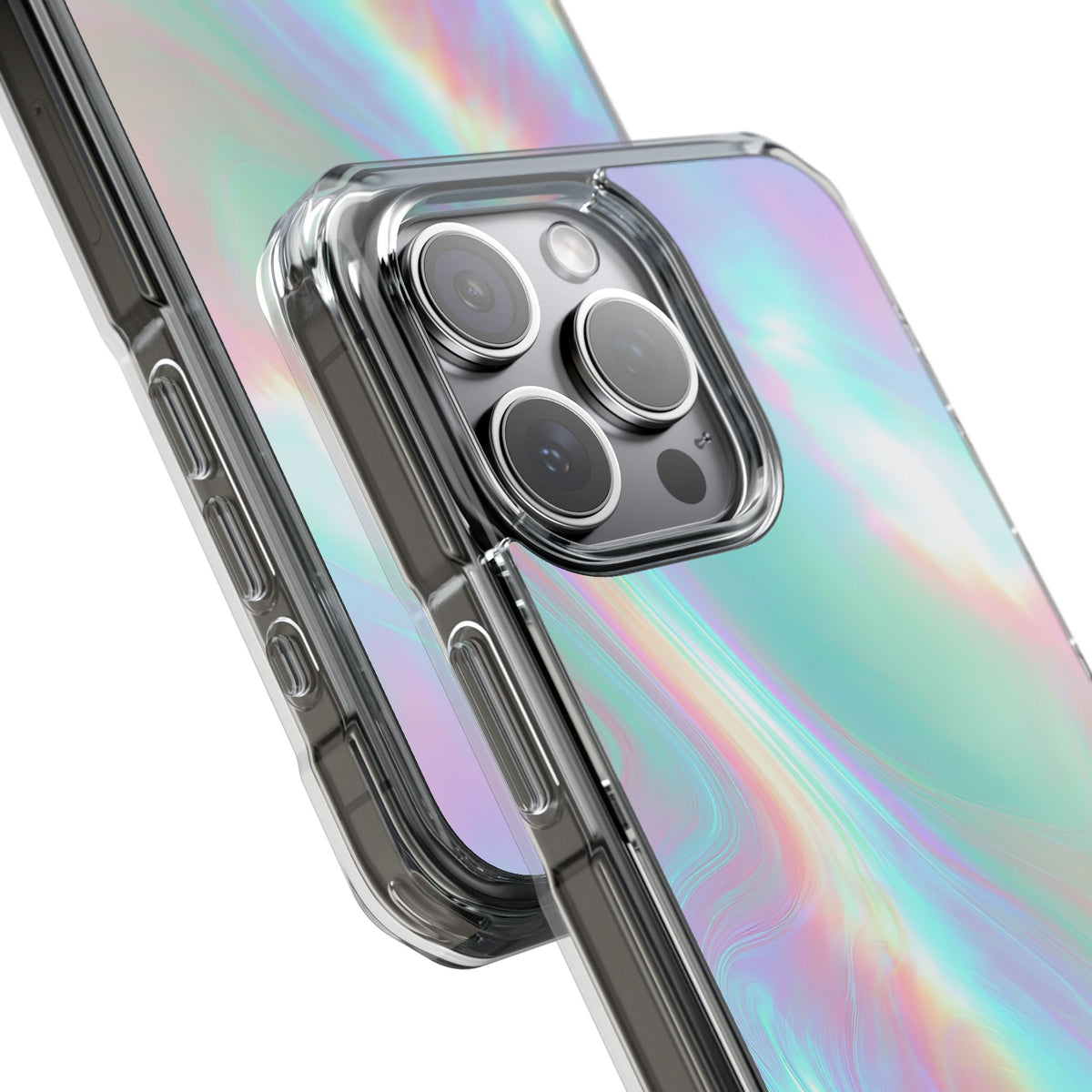 Prismatic Liquid Light · Clear Impact Magnetic Phone Case for iPhone · Teal