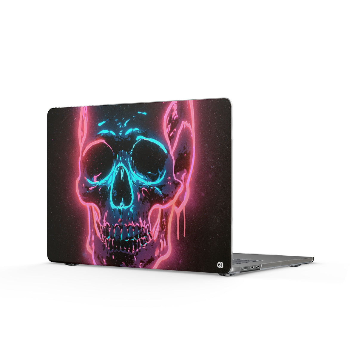 Neon Drip Skull · Clear Hard Case for MacBook · Black