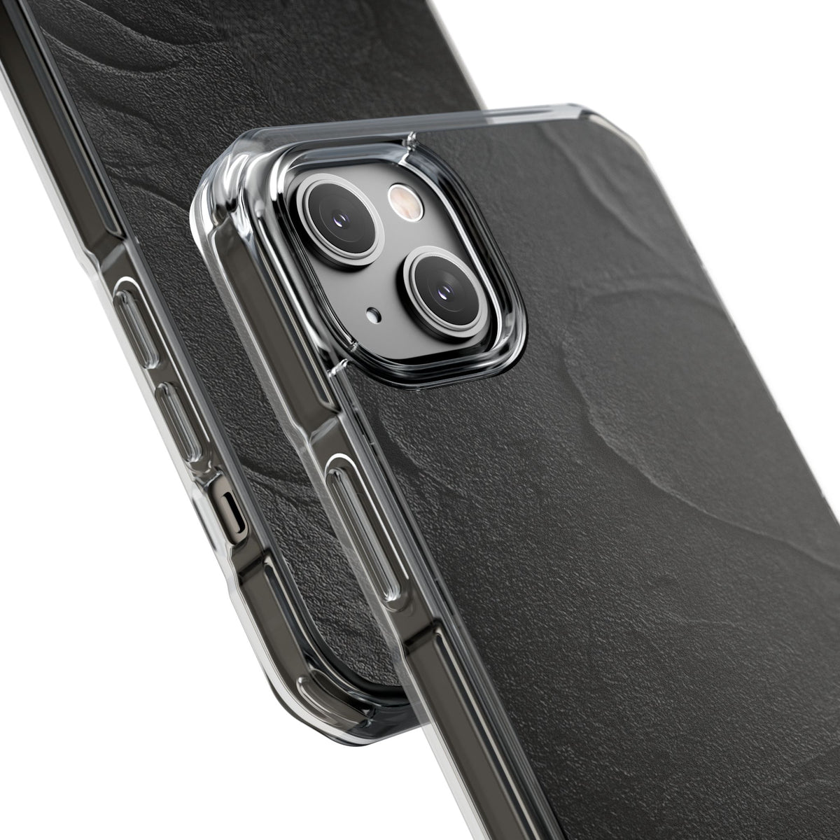 Obsidian Stucco Relief · Clear Impact Magnetic Phone Case for iPhone ·  Black