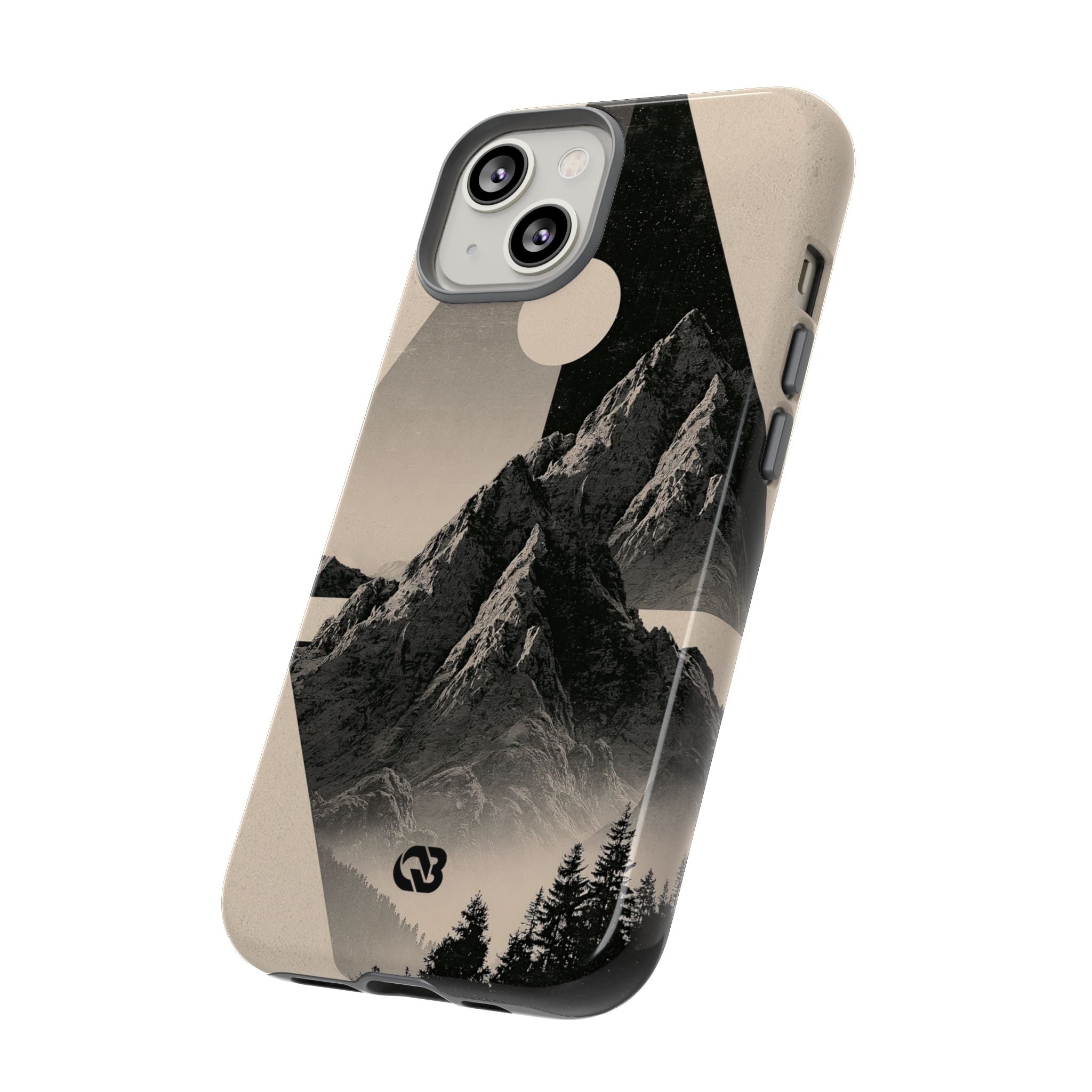 Beige Tough Phone Case for iPhone - Obsidian Summit Parchment