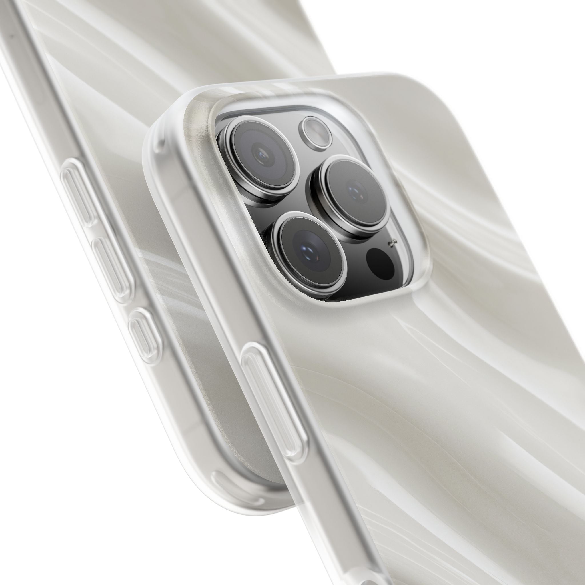 White Lite Phone Case for iPhone - Polished Ivory Wave