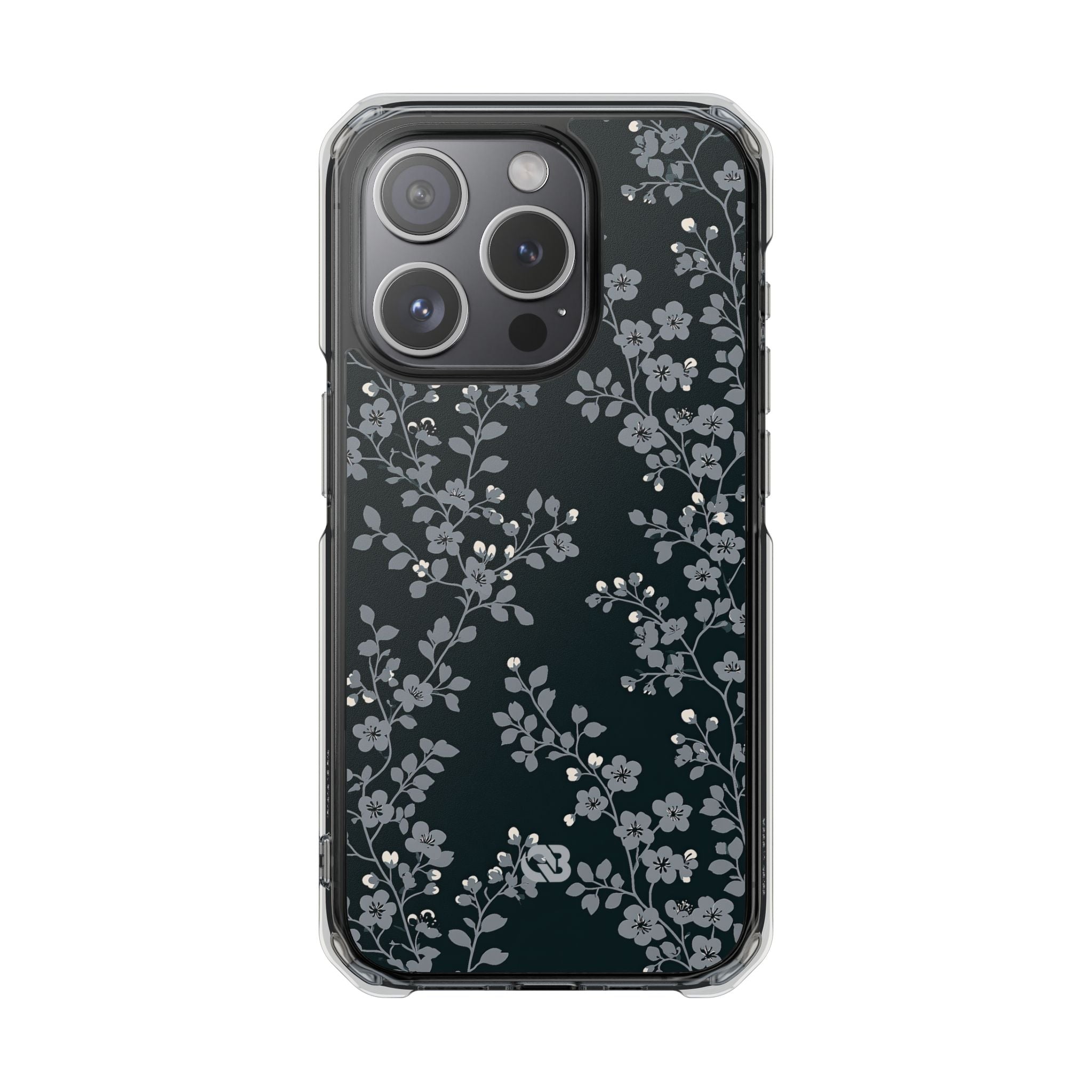 Black Impact MagSafe Phone Case for iPhone - Midnight Slate Blossom