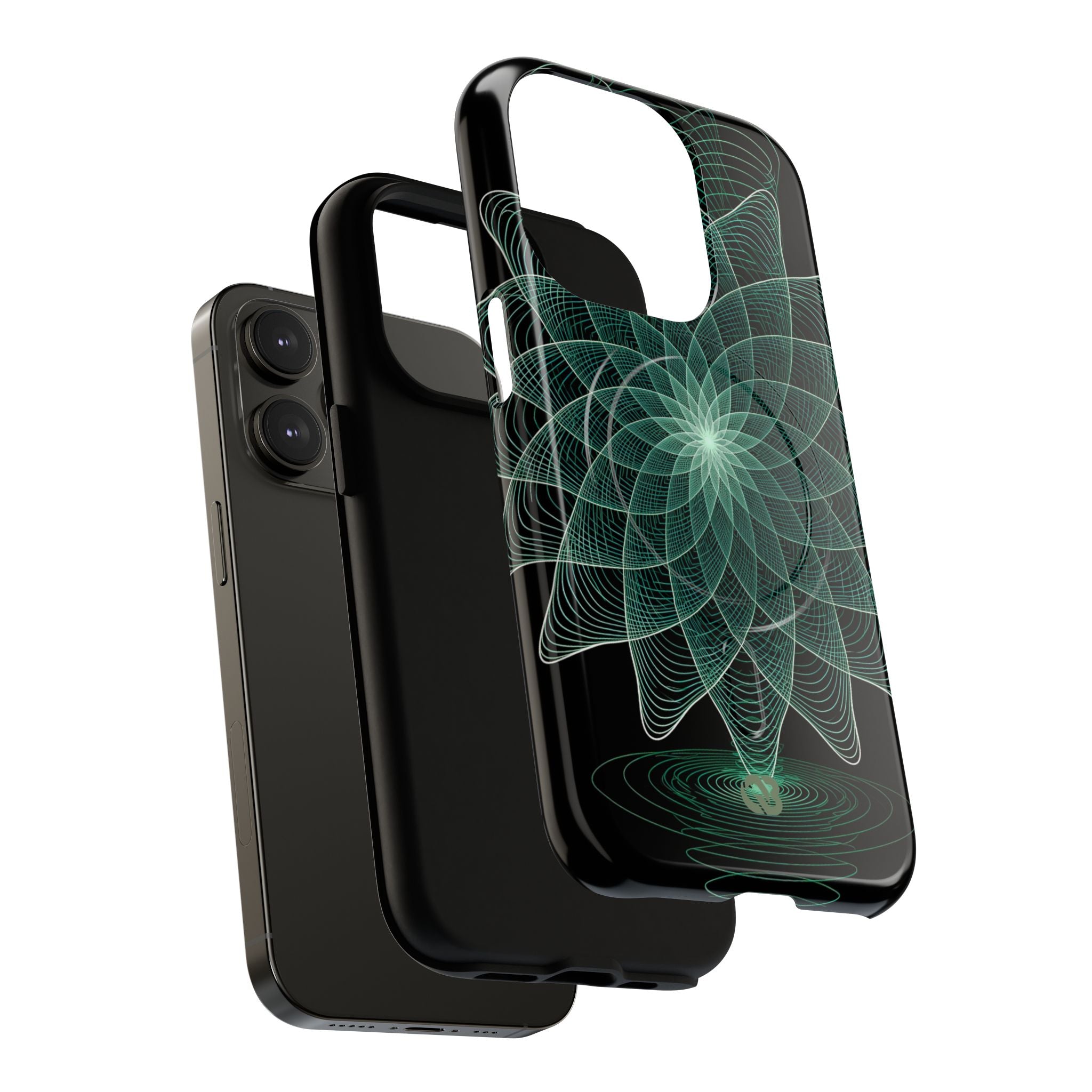 Green Tough 2.0 Magsafe Phone Case for iPhone - Cyan Signal Bloom
