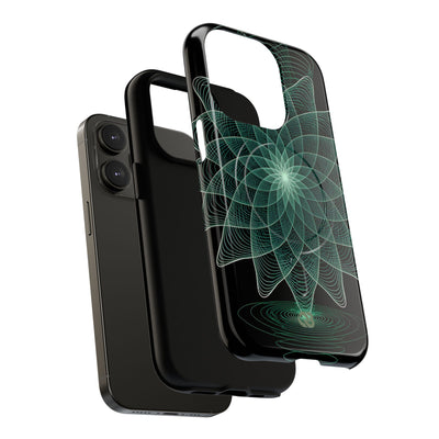 Green Tough 2.0 Magsafe Phone Case for iPhone - Cyan Signal Bloom