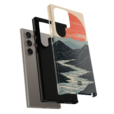 Beige Tough Phone Case for Samsung - Crimson Ridge Flow