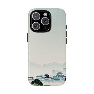 Blue Tough Phone Case for iPhone - Mist Valley Pagoda