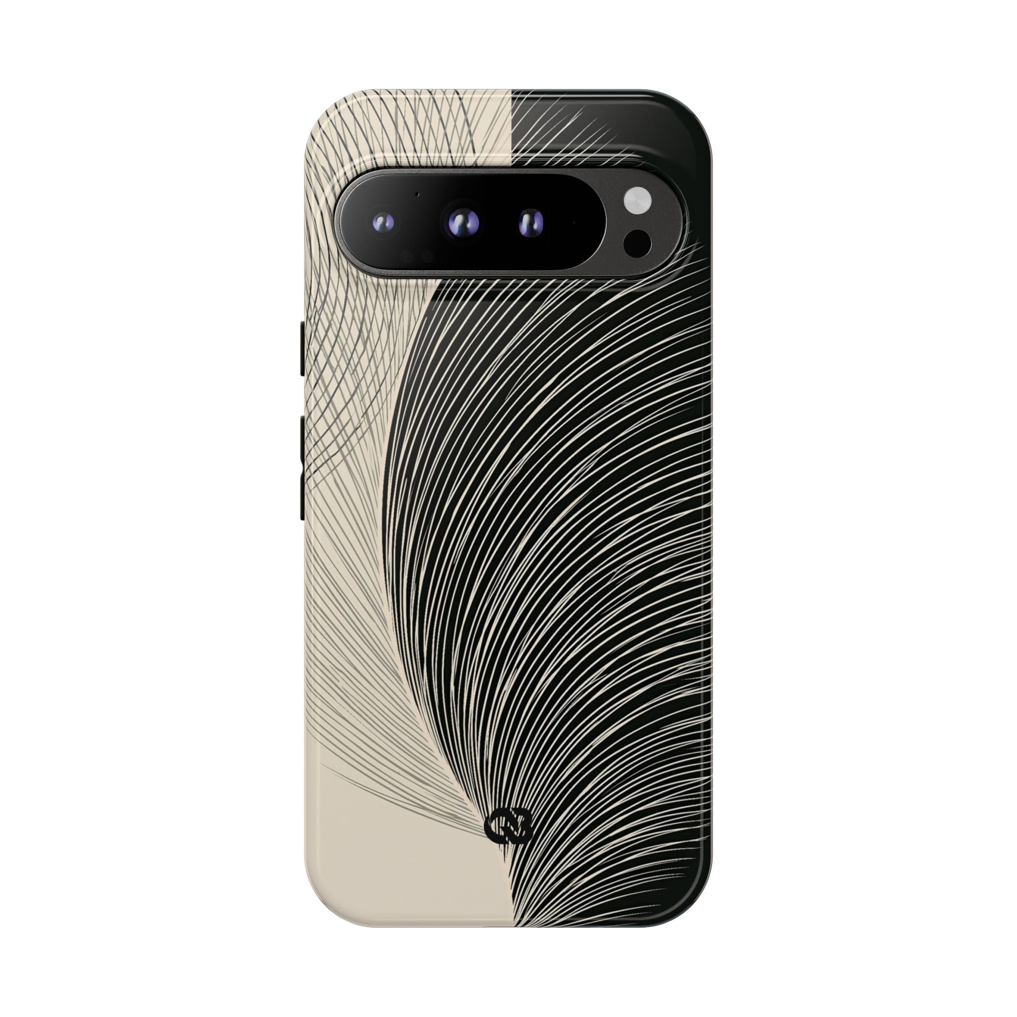 Beige Tough Phone Case for Google Pixel - Obsidian Cream Plume
