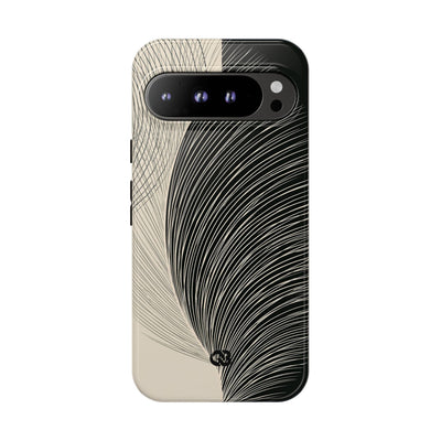 Beige Tough Phone Case for Google Pixel - Obsidian Cream Plume
