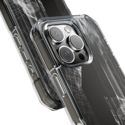 Black Impact MagSafe Phone Case for iPhone - Ghost Urban Wireframe