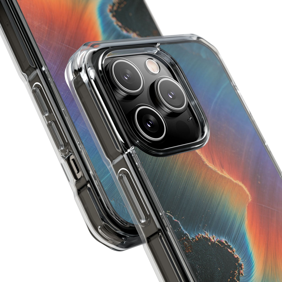 Prismatic Aura Shift · Clear Impact Magnetic Phone Case for iPhone · Blue