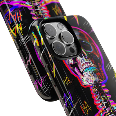 Neon Glitch Skeleton · Tough Handyhülle für iPhone