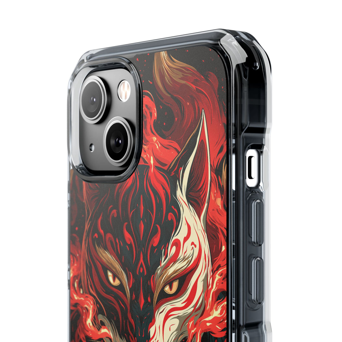 Crimson Kitsune Spirit · Clear Impact Magnetic Phone Case for iPhone · Red