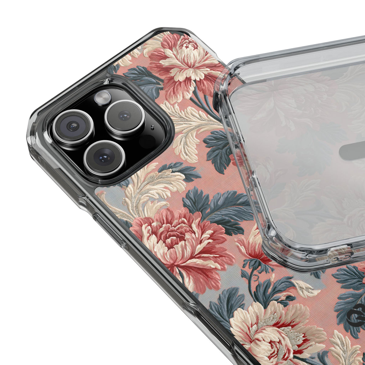 Blush Peony Jacquard · Clear Impact Magnetic Phone Case for iPhone ·  Pink