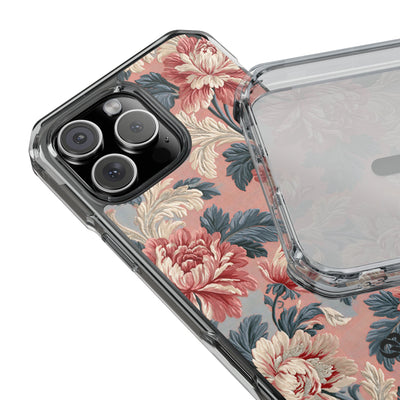Blush Peony Jacquard · Clear Impact Magnetic Phone Case for iPhone ·  Pink