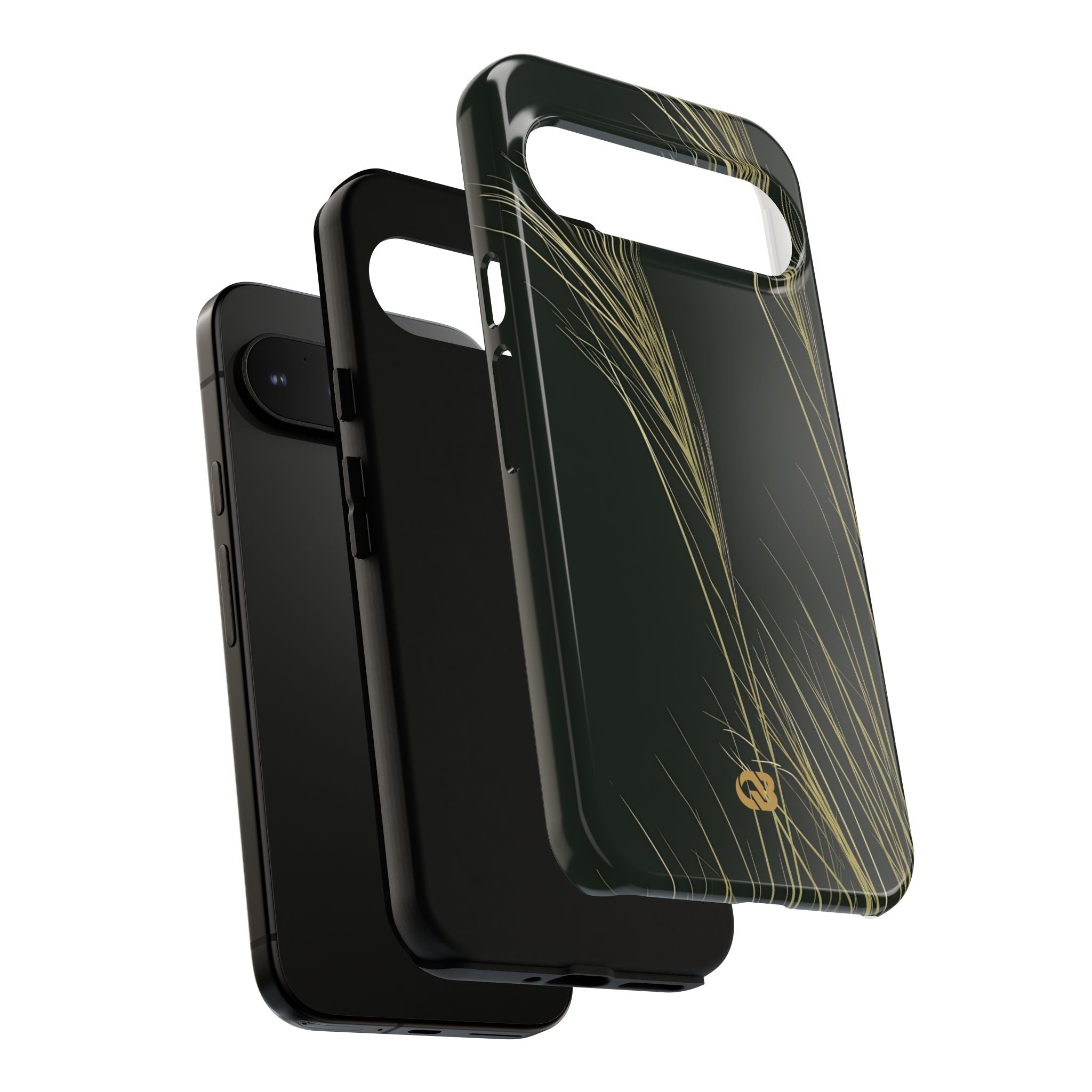 Green Tough Phone Case for Google Pixel - Midnight Gilded Grass