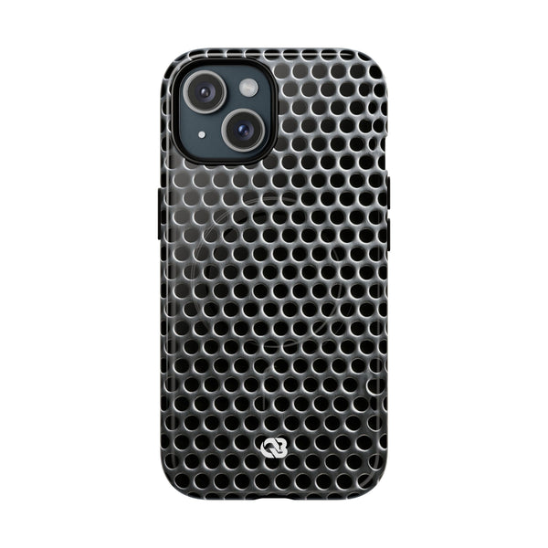 Brushed Perforated Steel · Tough 2.0 Magnetic Phone Case for iPhone · Silver