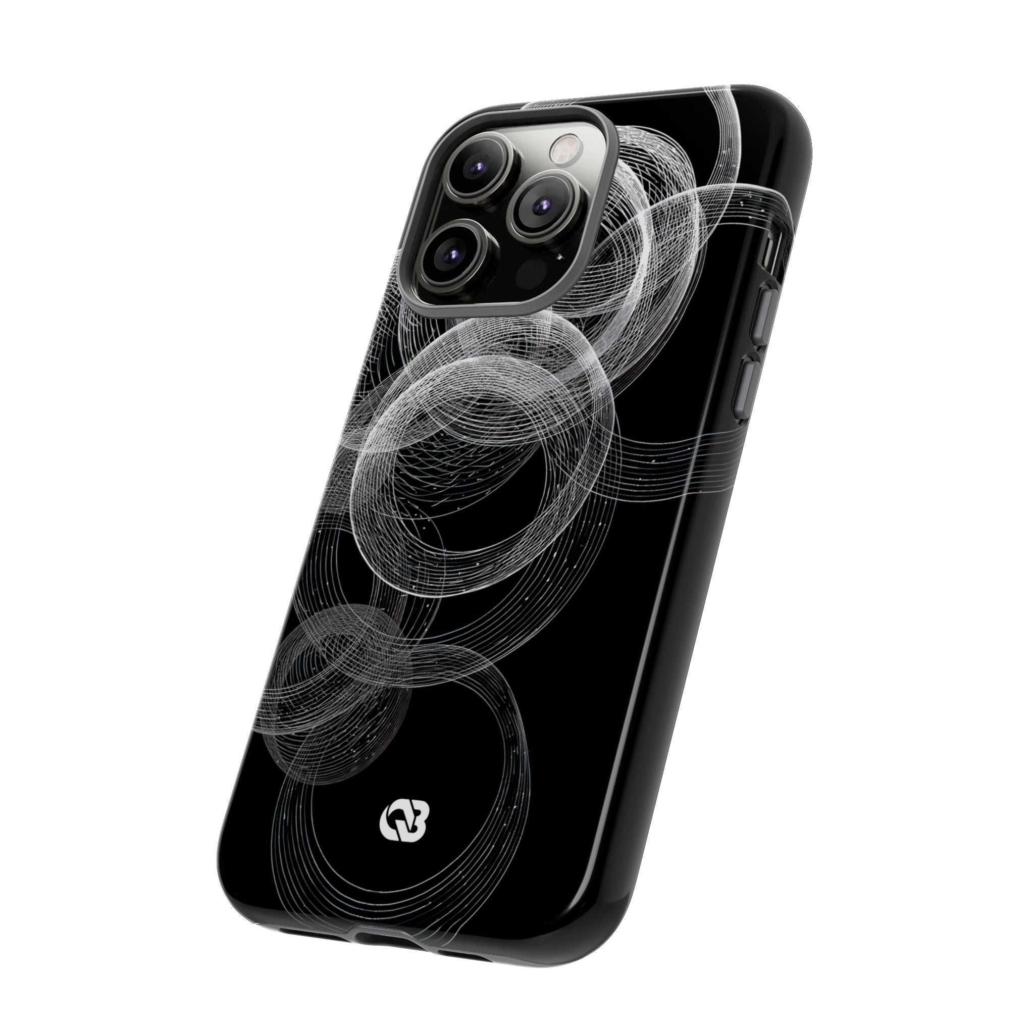 Black Tough Phone Case for iPhone - Kinetic Wireframe Orbit