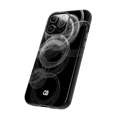 Black Tough Phone Case for iPhone - Kinetic Wireframe Orbit