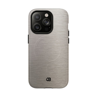 Grey Tough 2.0 Magsafe Phone Case for iPhone - Brushed Nickel Linen