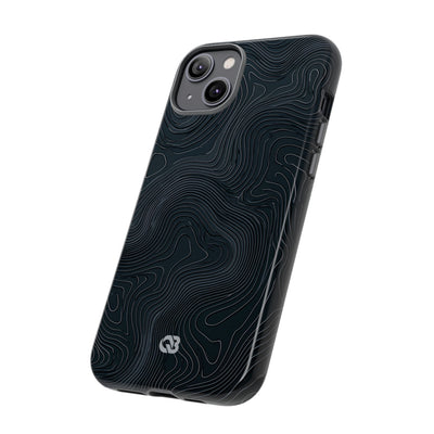 Black Tough Phone Case for iPhone - Obsidian Ridge Topo