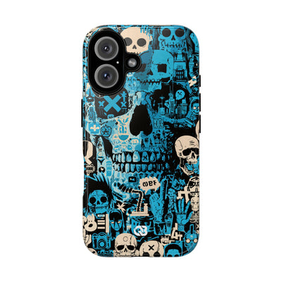 Electric Skull Graffiti · Tough Phone Case for iPhone · Blue