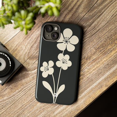 Black Tough Phone Case for iPhone - Obsidian Cream Bloom