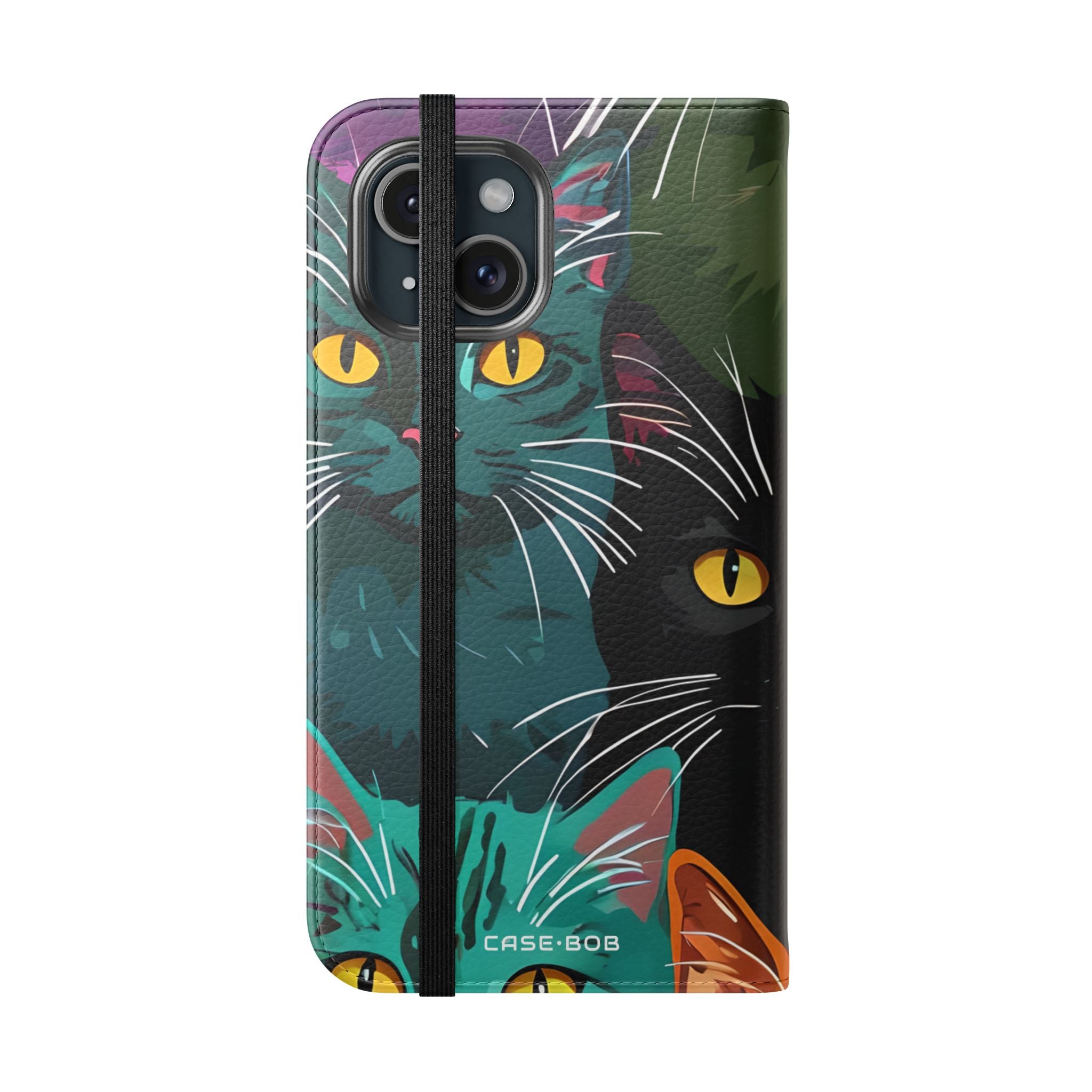 Kat Raster Neon - iPhone 15 Case - Portemonnee