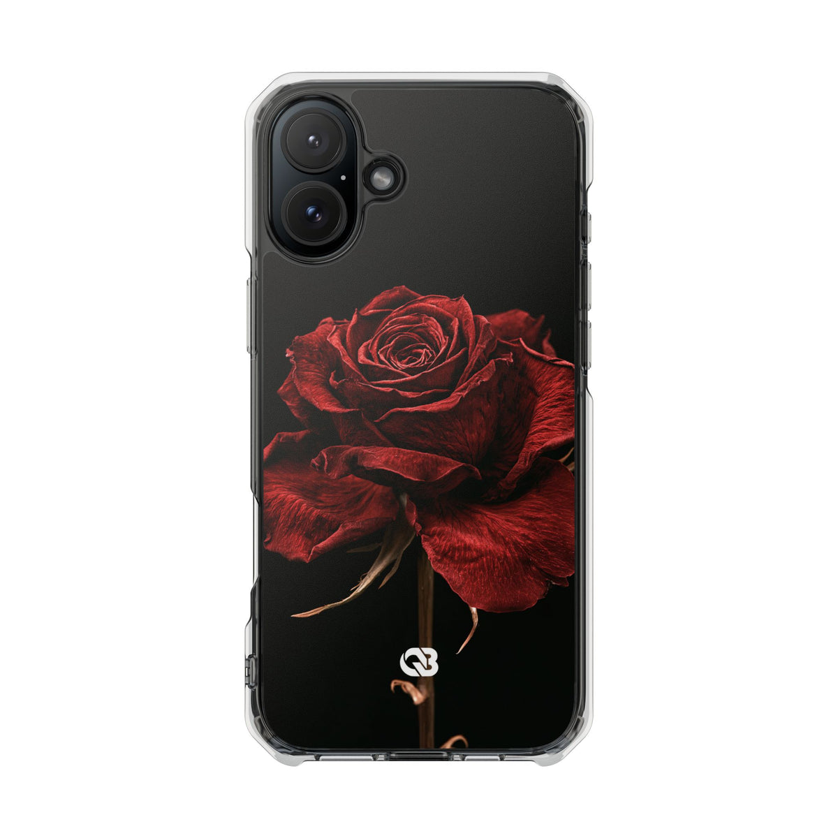 Crimson Noir Rose · Clear Impact Magnetic Phone Case for iPhone ·  Black