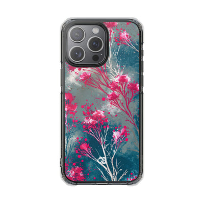 Cyber Blossom · Clear Impact Magnetic Phone Case for iPhone · Teal