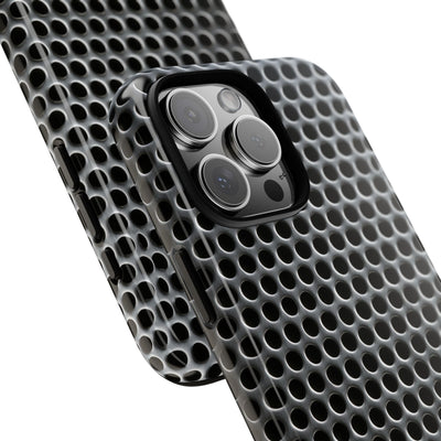 Silver Tough Phone Case for iPhone - Brutalist Steel Mesh