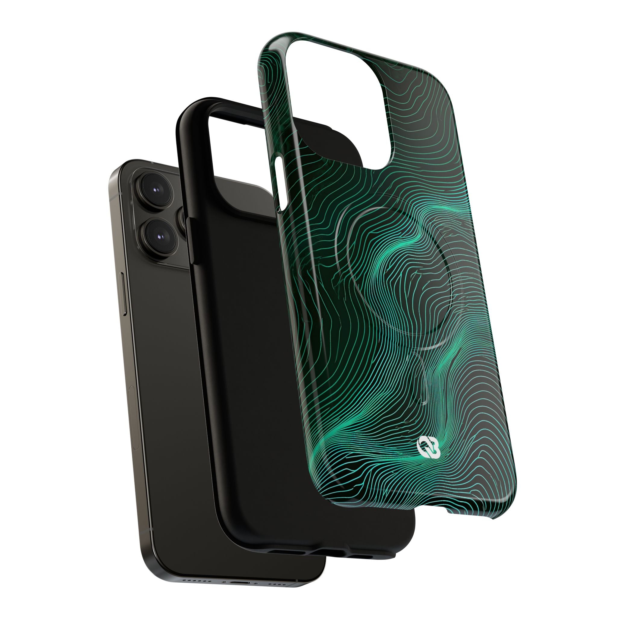 Teal Tough 2.0 Magsafe Phone Case for iPhone - Neon Jade Contour