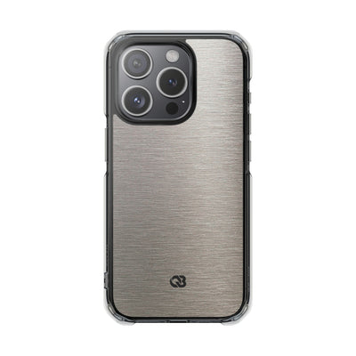 Brushed Silver Alloy · Clear Impact Magnetic Phone Case for iPhone ·  Silver