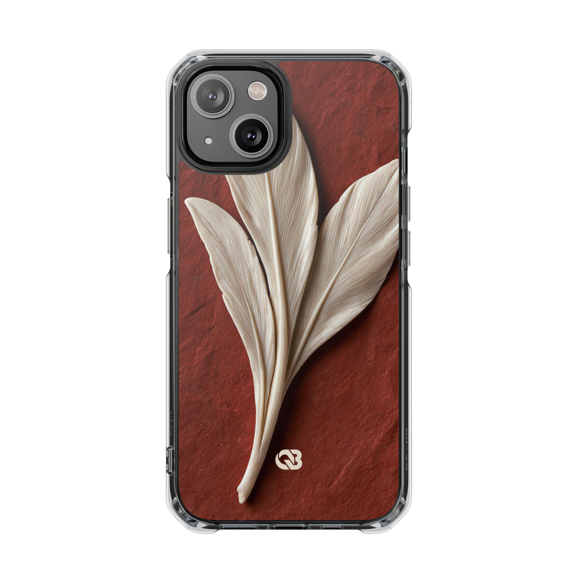 Carved Ivory Plume · Clear Impact Magnetic Phone Case for iPhone · Red