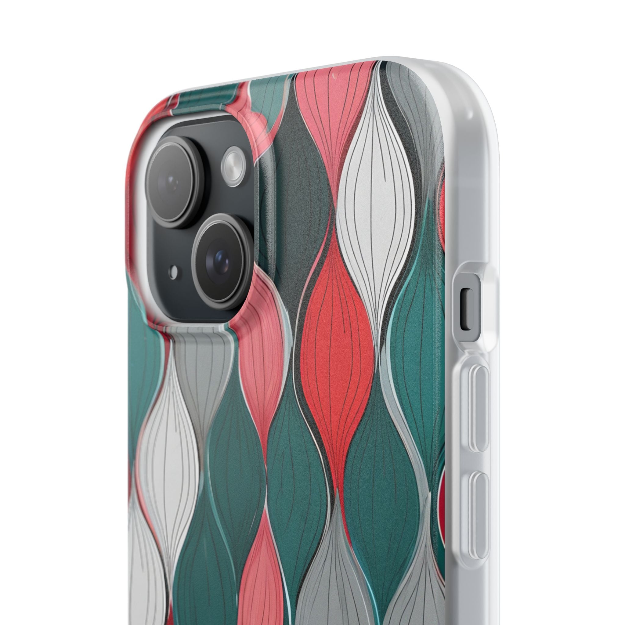 Leaf Cascade Teal iPhone 15 Case - Soft