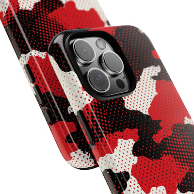 Crimson Halftone Camo · Tough Phone Case for iPhone · Red