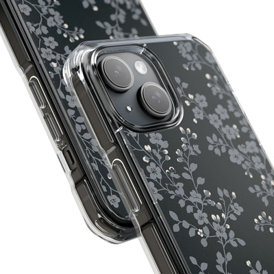 Black Impact MagSafe Phone Case for iPhone - Midnight Slate Blossom