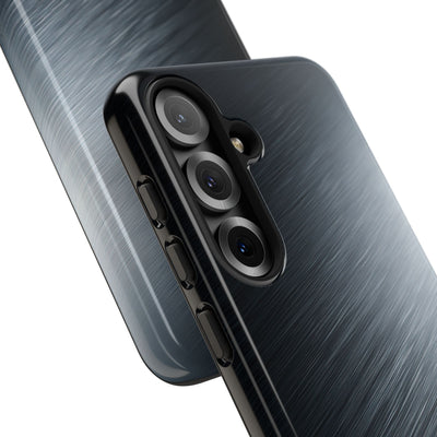 Grey Tough Phone Case for Samsung - Charcoal Brushed Steel