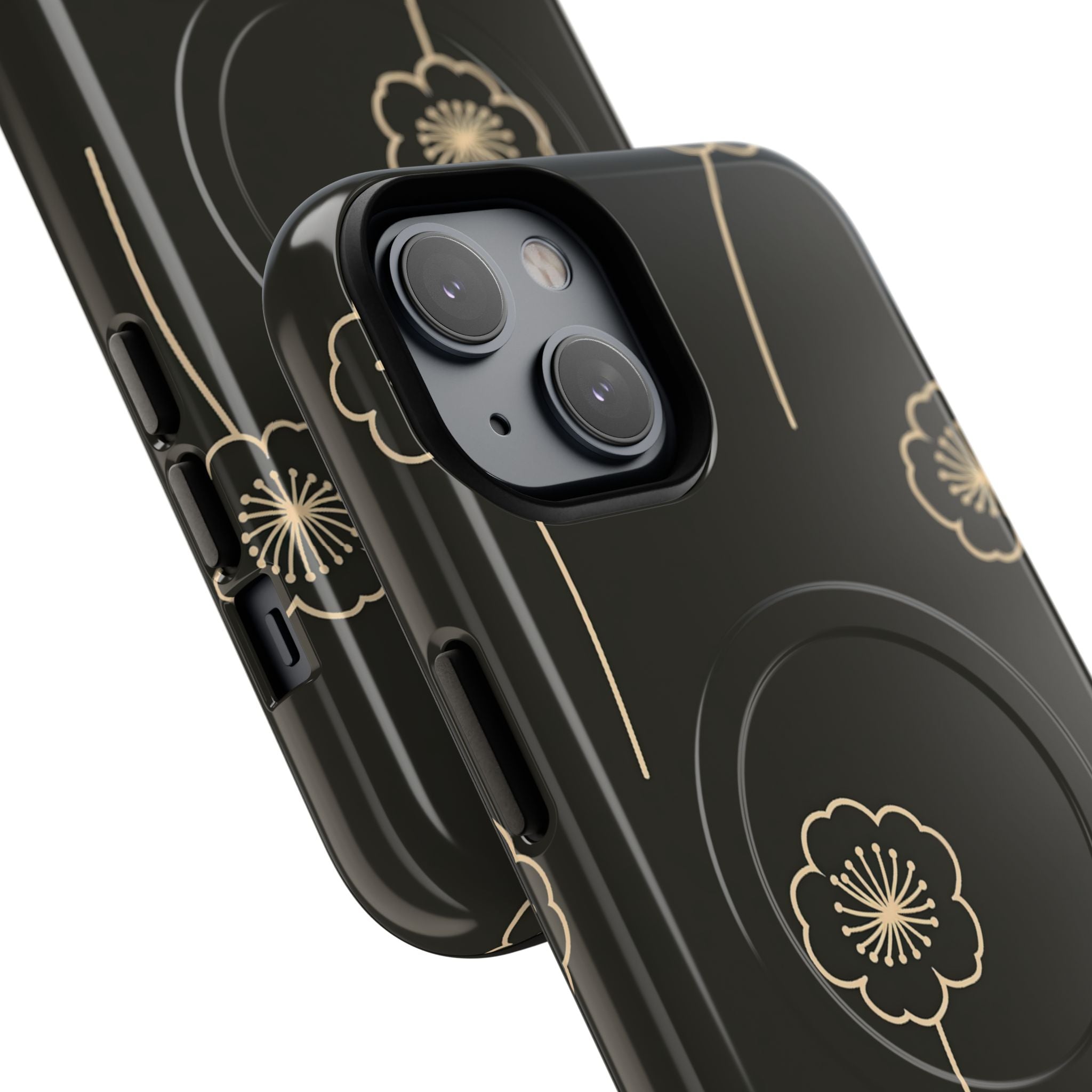 Black Tough 2.0 Magsafe Phone Case for iPhone - Obsidian Sand Petals