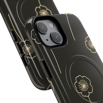 Black Tough 2.0 Magsafe Phone Case for iPhone - Obsidian Sand Petals