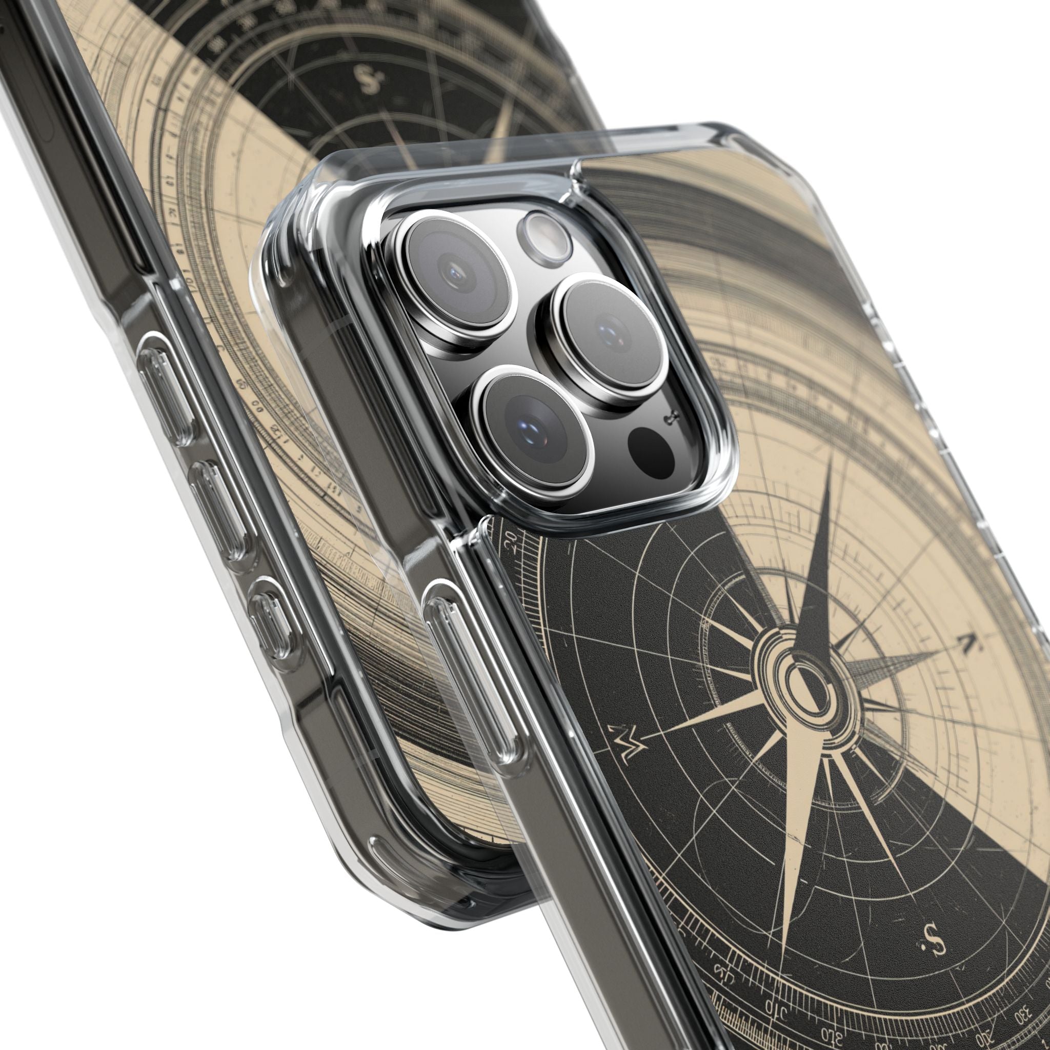 Beige Impact MagSafe Phone Case for iPhone - Obsidian Nautical Blueprint