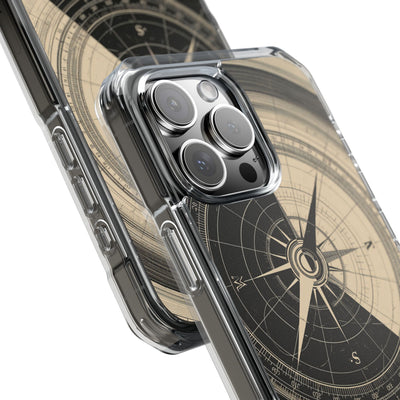 Beige Impact MagSafe Phone Case for iPhone - Obsidian Nautical Blueprint